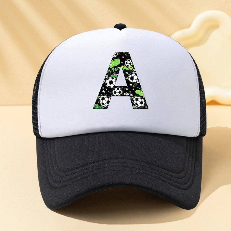 Football Letter Mesh Trucker Cap for Kids in Summer Colors