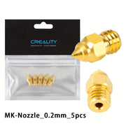Set of 5 Brass Hotend Nozzles for 3D Printers, Sizes 0.2 mm, 0.4 mm, 0.6 mm, 0.8 mm, and 1.0 mm, Compatible with Creality CR-6 SE, Ender‑3 and Ender‑5 Series