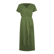 Womens Cross-front Short-sleeve V-neck Slim-fit Elegant