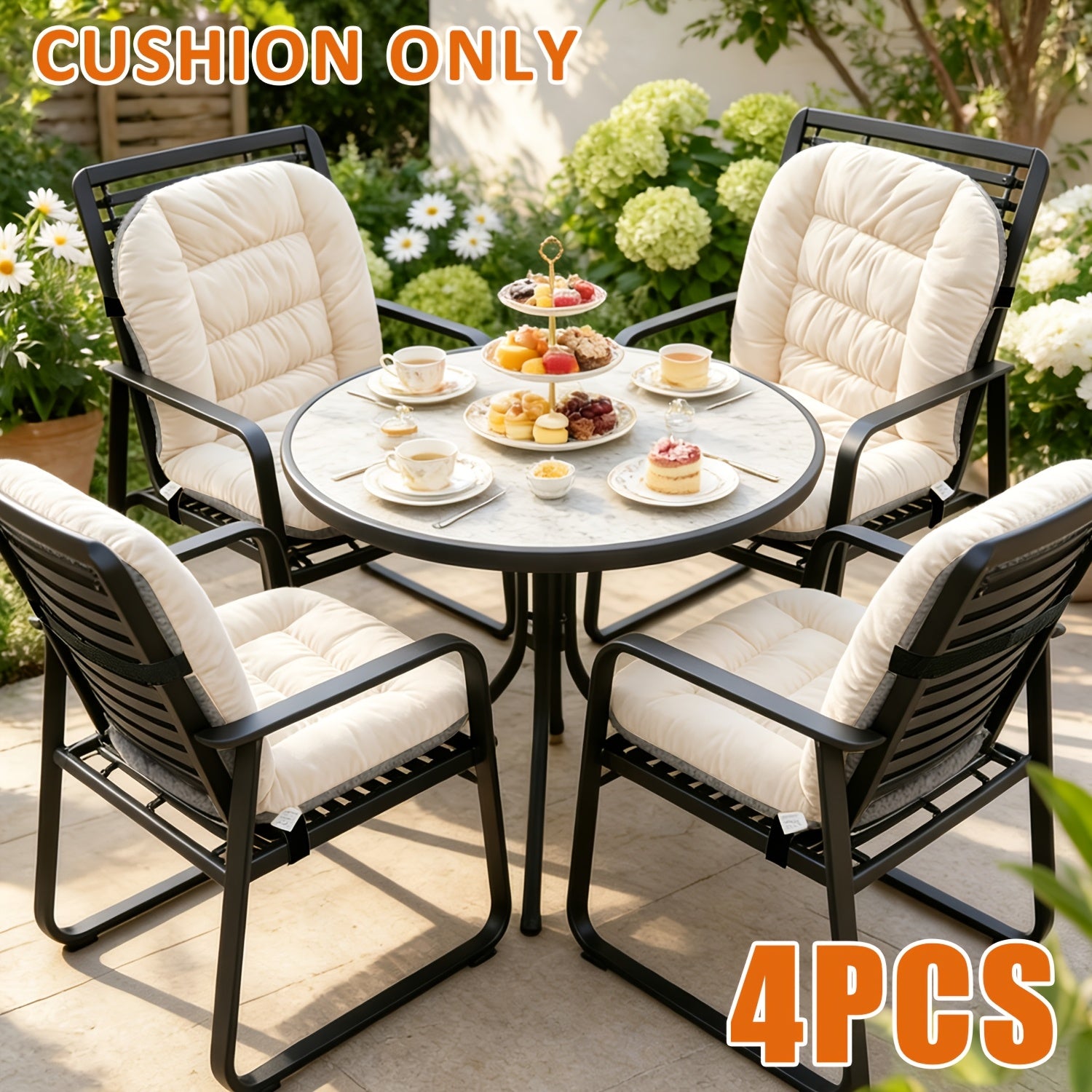 4pcs Thickened Outdoor Chair Cushions with Backrest Support, Suitable for Patio Furniture, Soft And Comfortable, Suitable for Garden Loungers, Terraces, And Balcony Furniture, Durable And Comfortable Fit