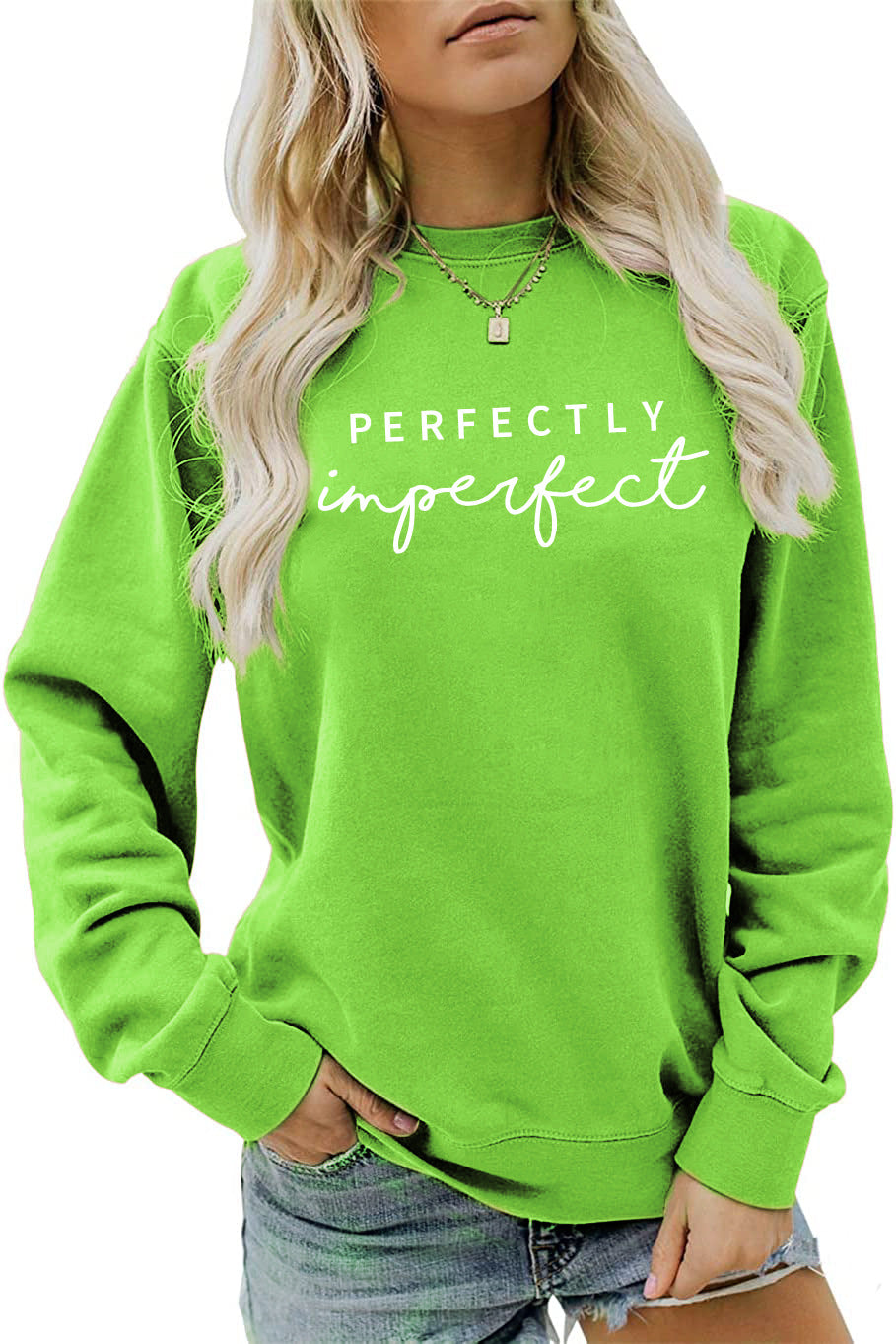 PERFECTLY Imperfect Women's Round Neck Long Sleeve Sweater
