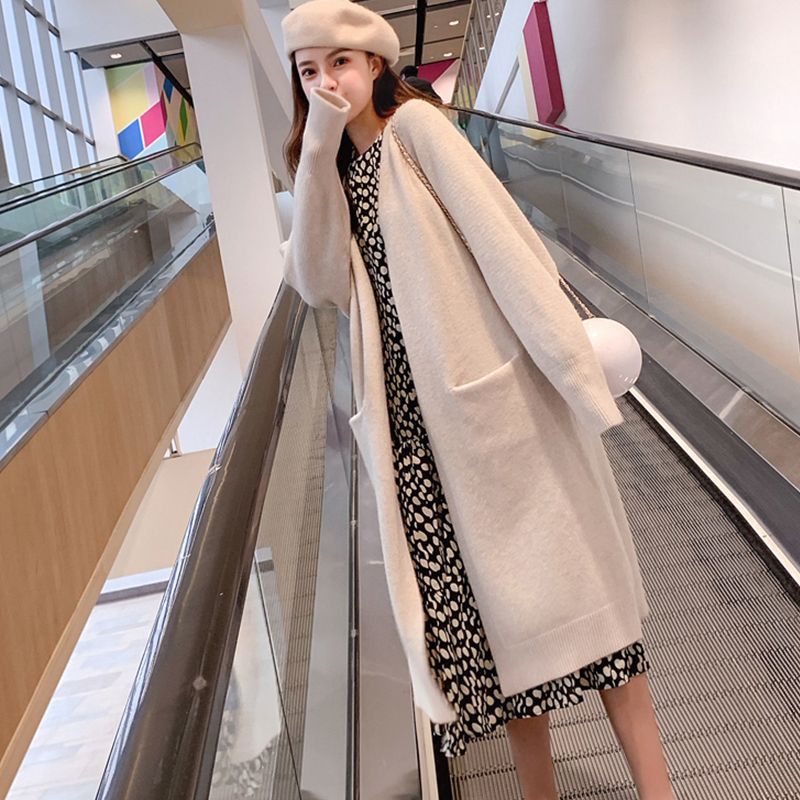 Mid-length Over-the-knee Early Autumn and Winter Idle Style Outerwear Sweater