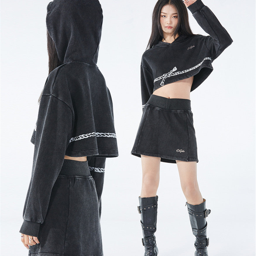 Dark Gothic Distressed Hooded Sweater