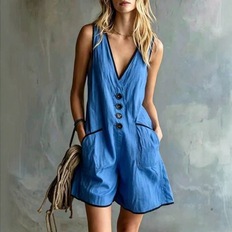 Casual Loose-Fit Button-Down Women's Jumpsuit