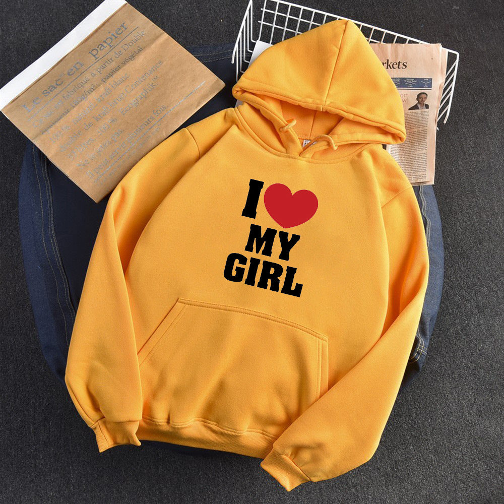 Cozy Love Letter Print Long Sleeve Hooded Hoodie