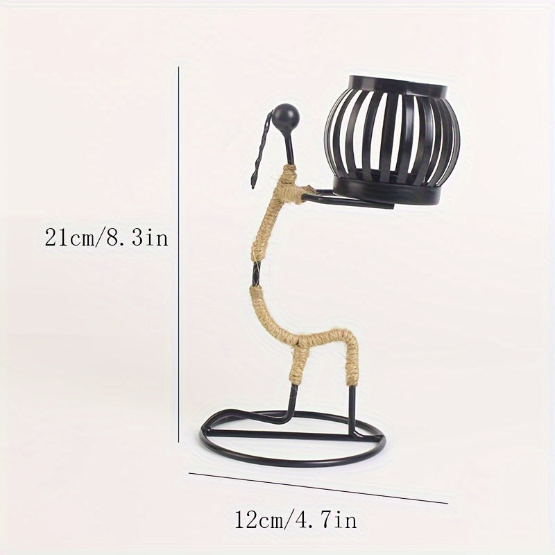 1pc Metal Shaped Candle Holder With A Lady Character Design, Christmas Decoration, Christmas Candle Holder