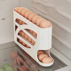 Rollable Egg Rack with Handle – Space-Saving Plastic Storage for Kitchen and Refrigerator