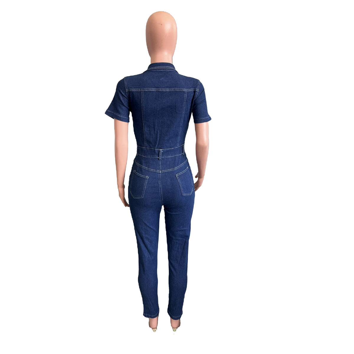 Women's Distressed Skinny Denim Jumpsuit Romper