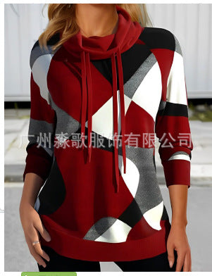 Chic Printed Turtleneck Sweater for Women