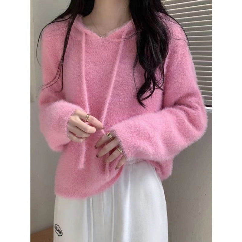 Hooded Fashion Short Hooded Knitted Sweater