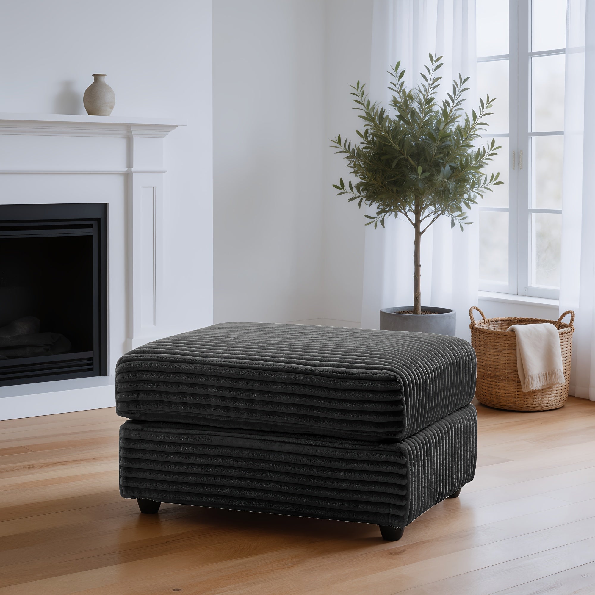 Left chaise L-shaped sectional sofa with memory foam cushions and corduroy upholstery