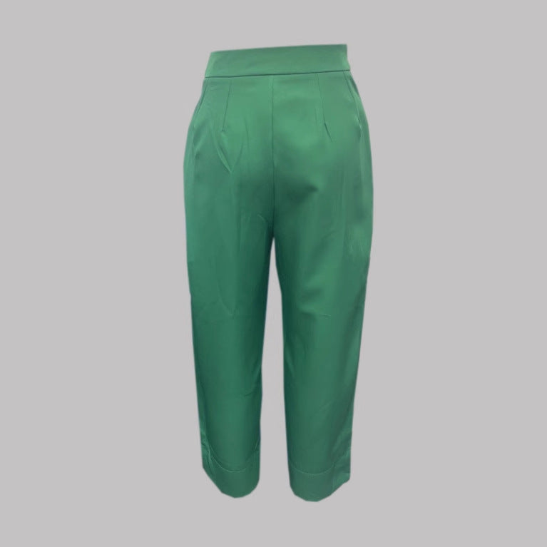 Elegant Long-Sleeve Green Jumpsuit for Chic Commuting