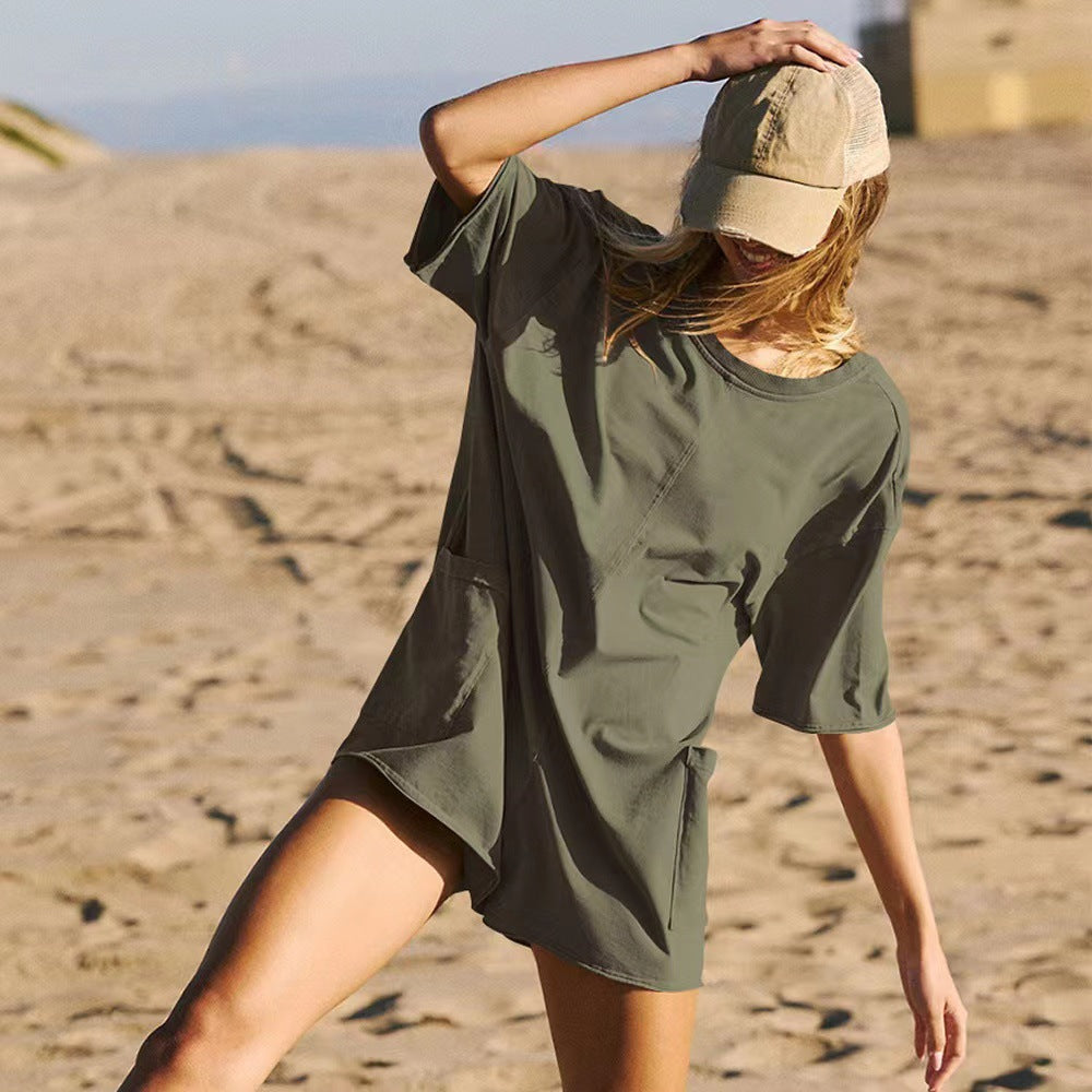 Women's Casual Backless Short Jumpsuit with Pockets