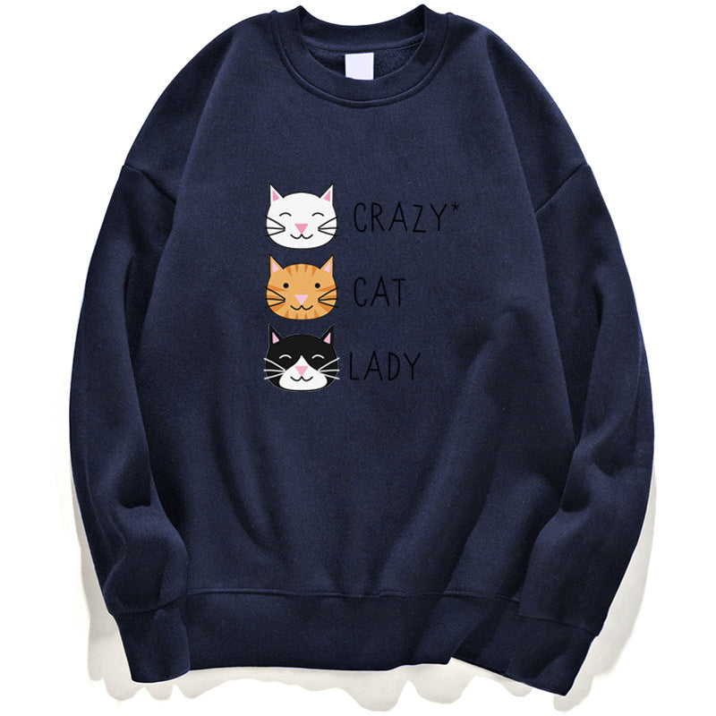 Funny Crazy Cat Print Casual Women's Sweatshirt