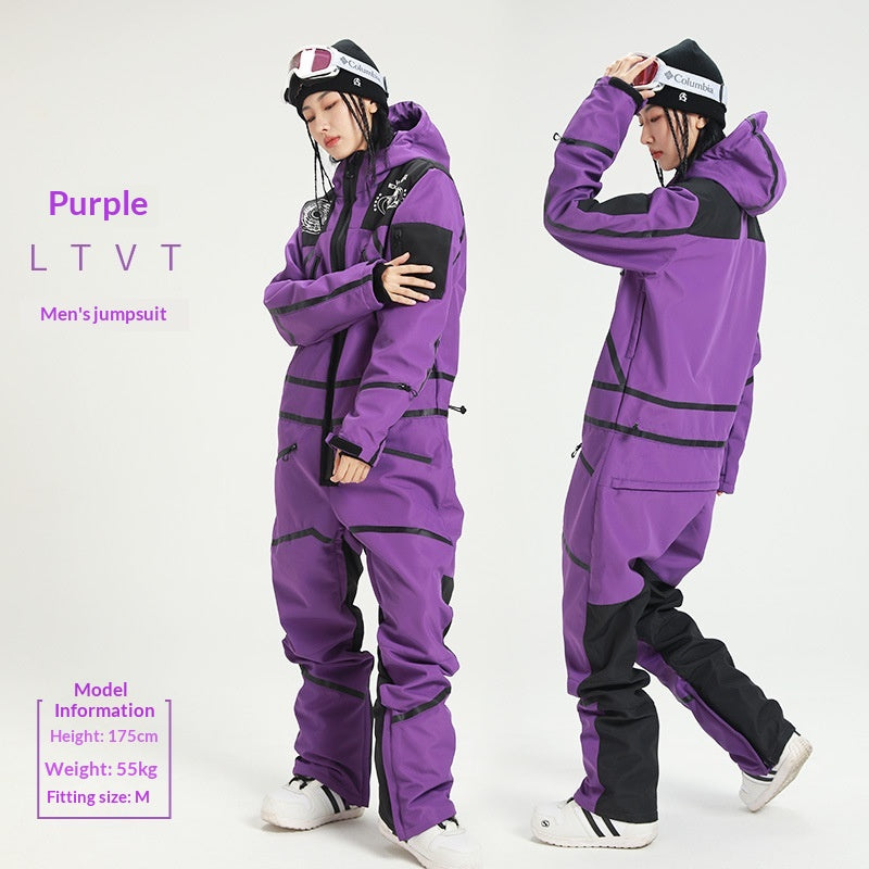 Waterproof Windproof One-Piece Ski Suit for Winter