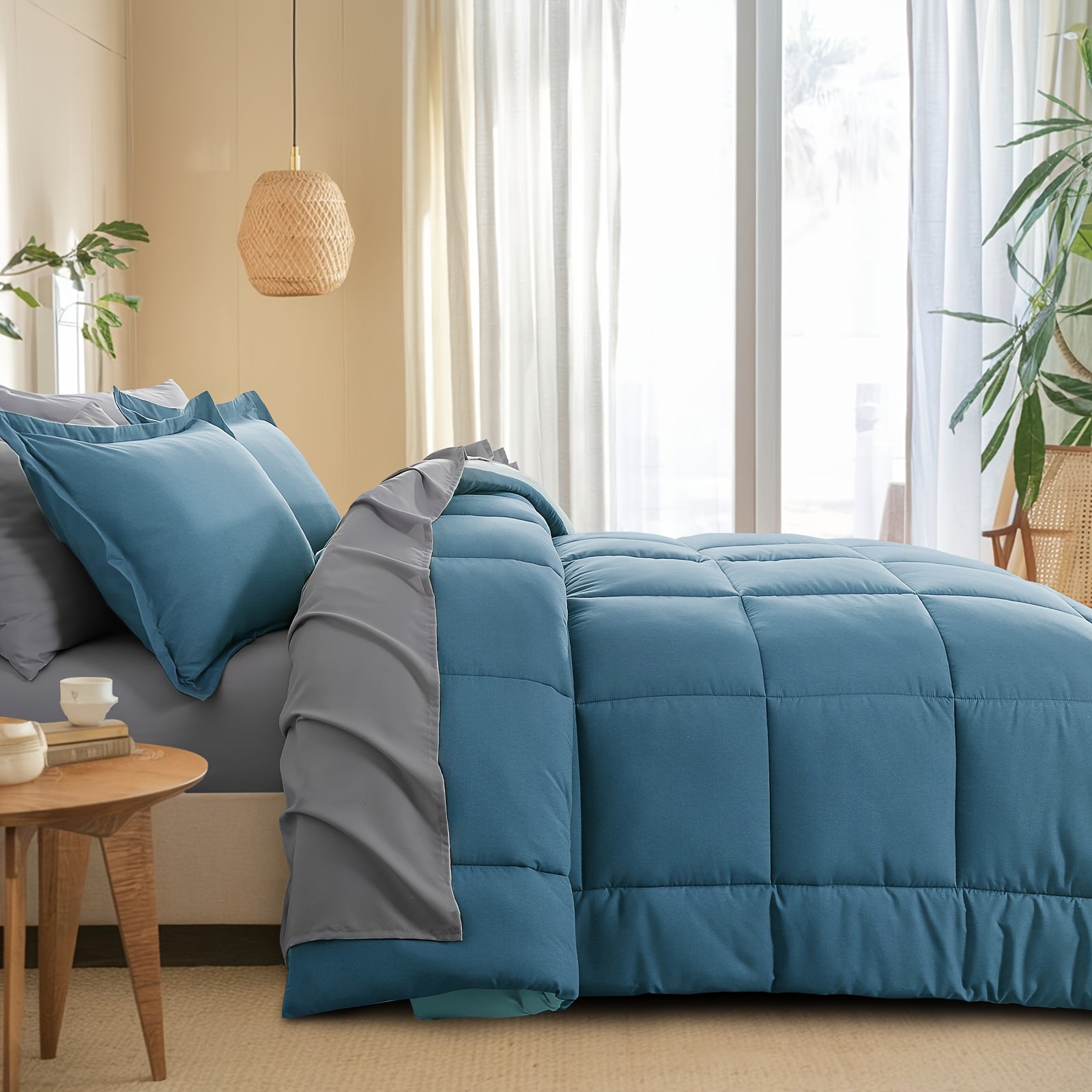 7pcs Ultra-Soft Bed In A Bag, Down Alternative Bedding Sets With All Season Quilted Comforter, Flat Sheet, Fitted Sheet, Pillowcases -Gifts For The Family And Friends