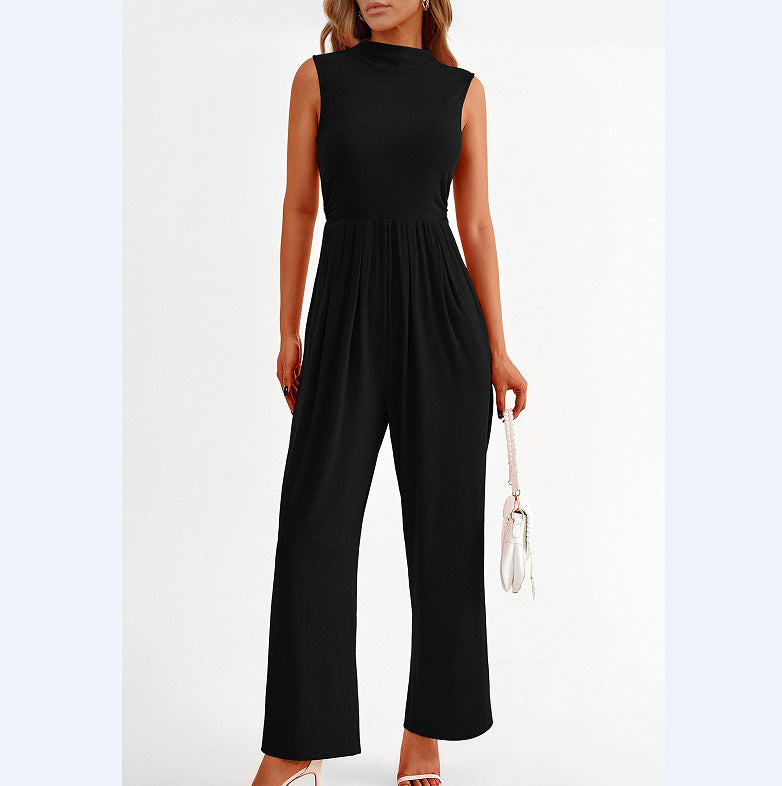 Women's Sleeveless Casual Solid Color Jumpsuit