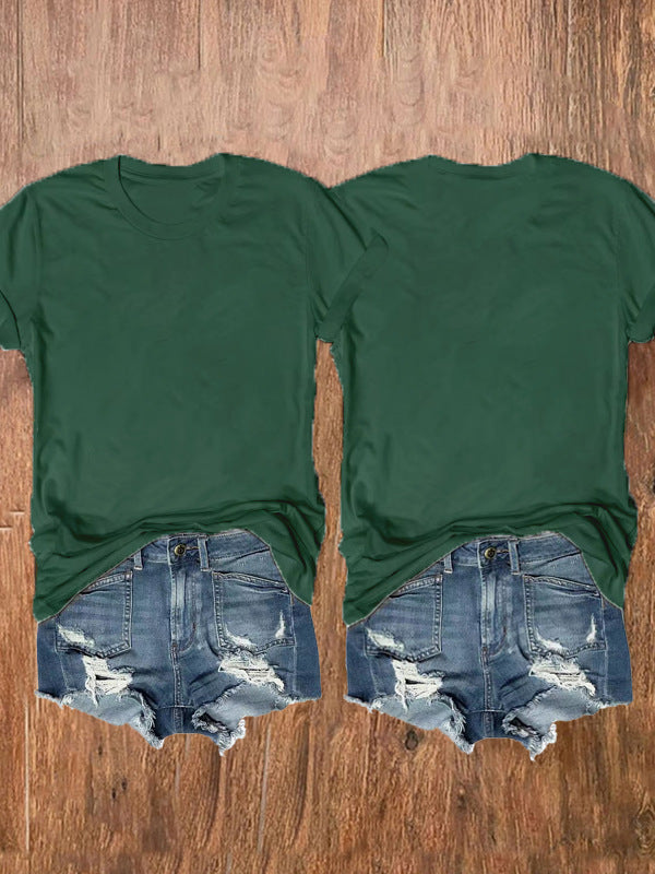 Classic Solid Cotton Casual Crewneck T-Shirt