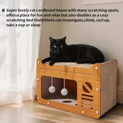 2-in-1 Cat Scratching Board & Bed - Easy Assembly, Ventilated Design With Hanging Toys, Multi-level Activity Center For Indoor Cats (ideal Gift)