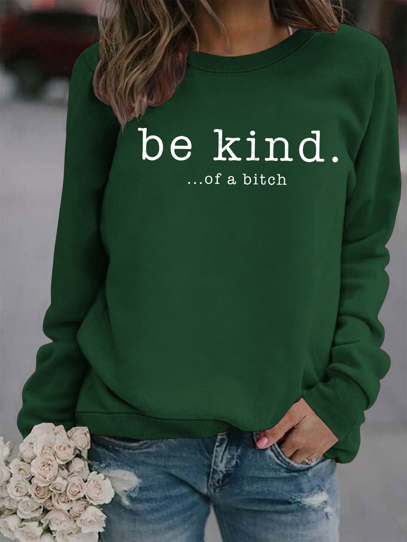 Women's Casual Printed Round Neck Pullover Hoodie