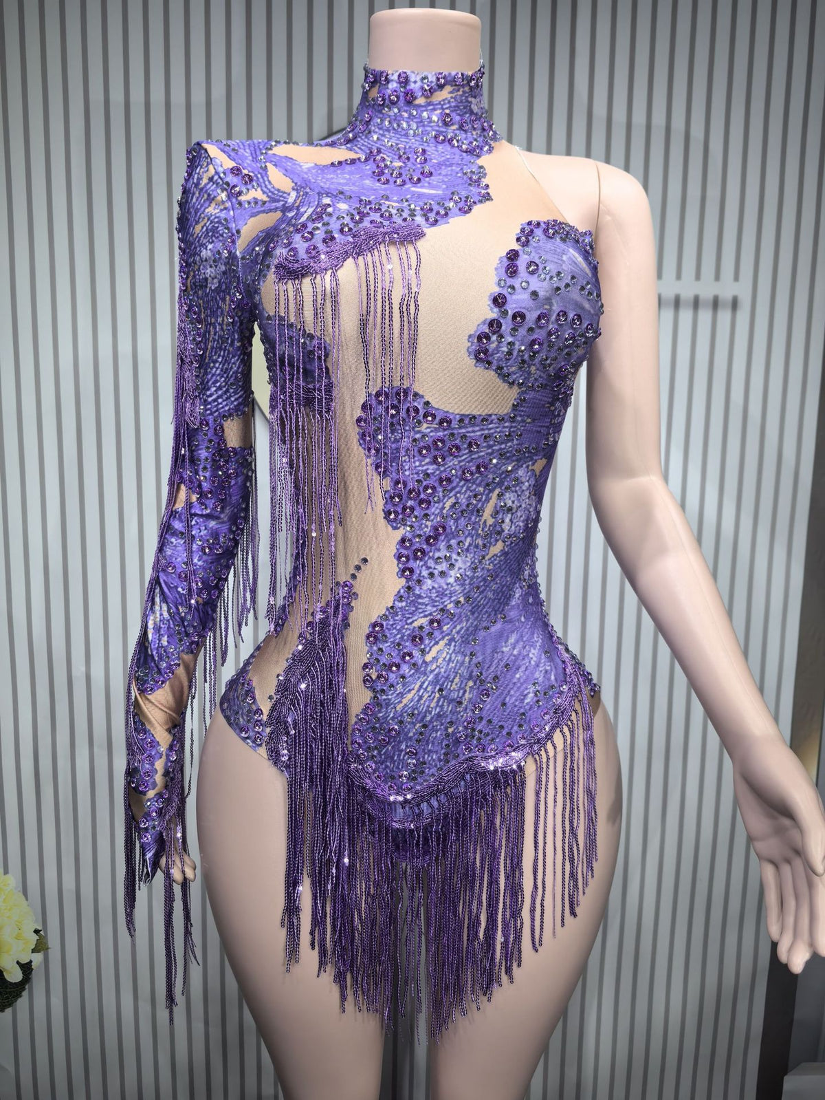 Chic Tassel Long-Sleeve High-Waist Jumpsuit