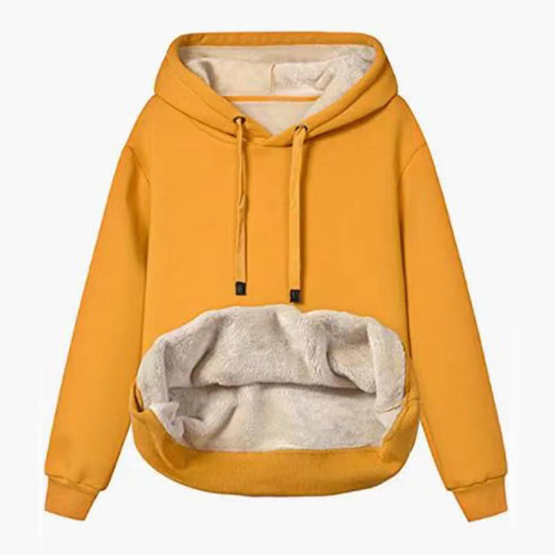Plush Velvet Padded Hooded Winter Coat