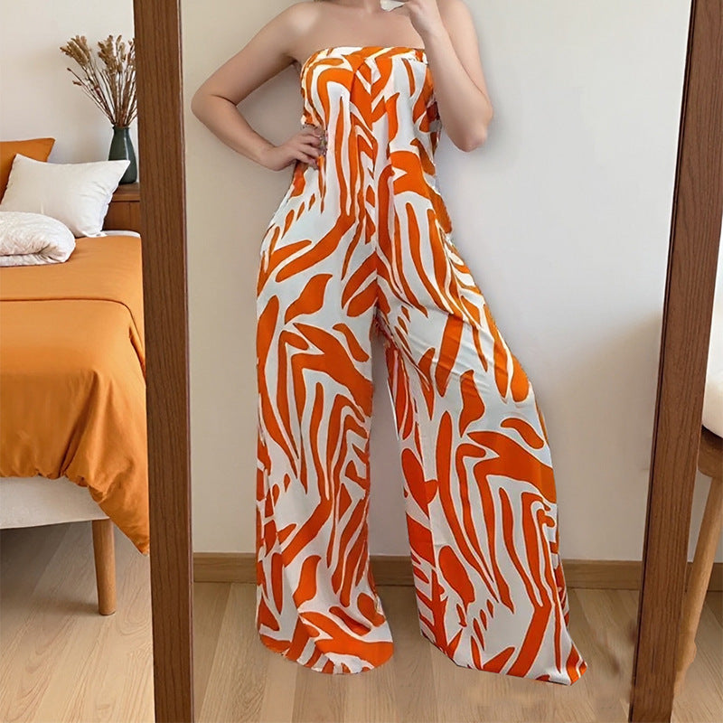 Elegant Printed Loose-Fitting Sleeveless Women's Jumpsuit