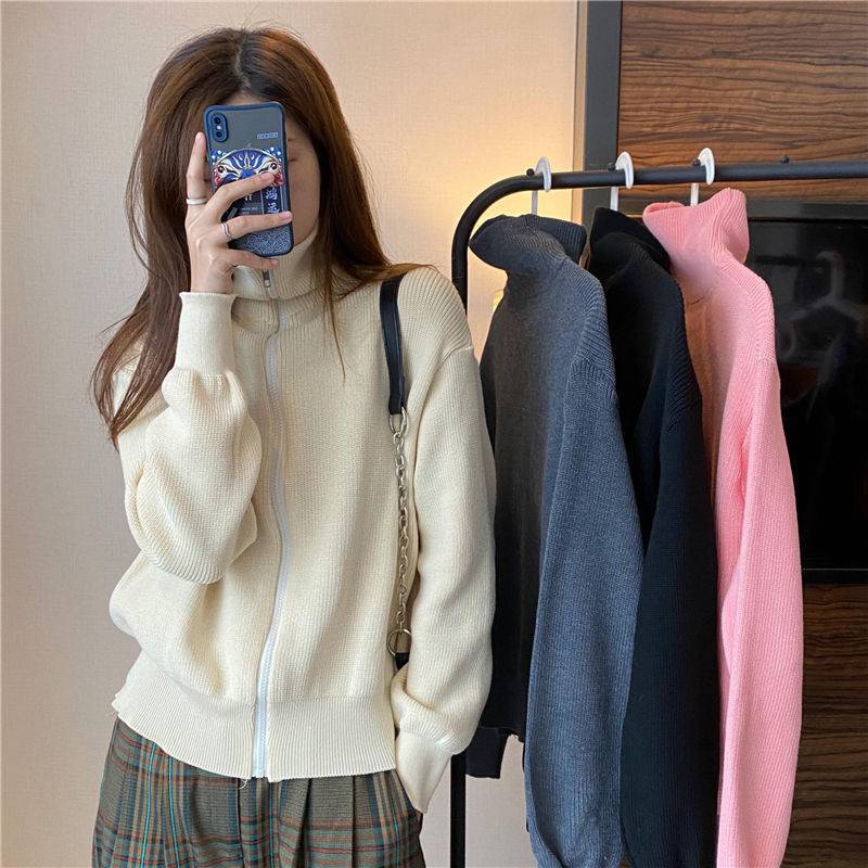 Cozy Knit Zip Cardigan Sweater for Women