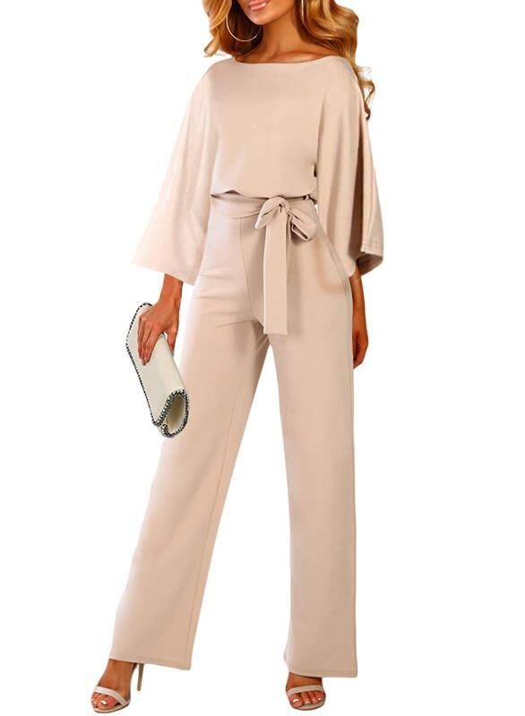 Chic Batwing Sleeve Lace-Up Women's Jumpsuit