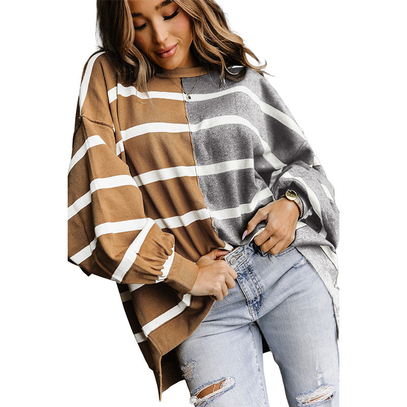 Women's Striped Loose Long-Sleeve Casual Pullover Sweater