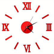 Frameless DIY Wall Clock 3D Acrylic Sticker Roman Numbers Adhesive Modern Art Wall Clock Parts Kit Home Decorations for Living Room Bedroom