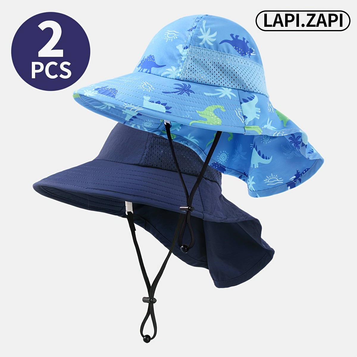 Toddler Flap Bucket Hat Set with Wide Brim and Neck Cover