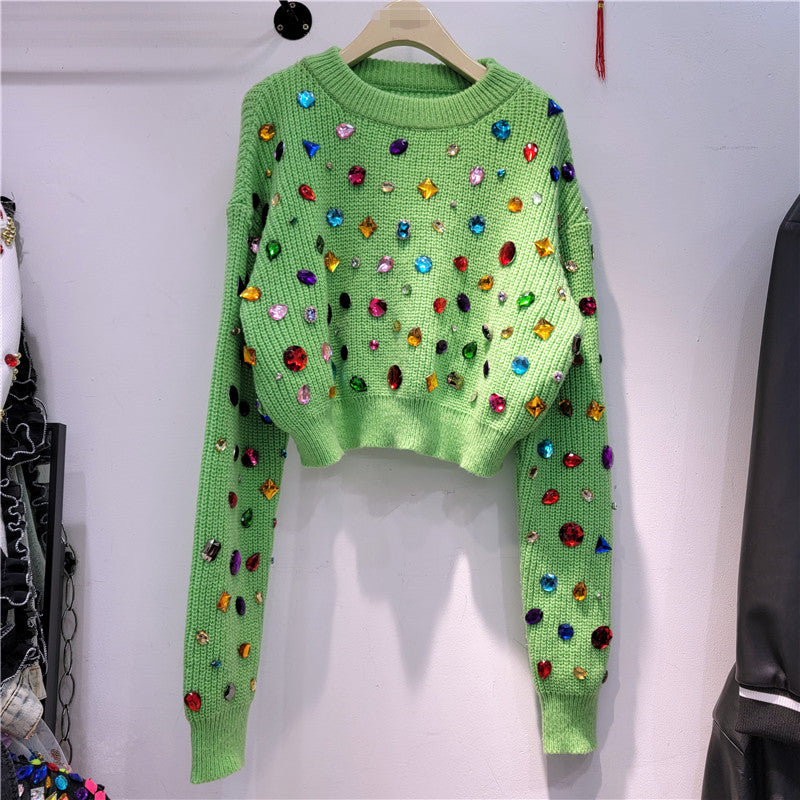 Sparkling Diamond Loose Knit Sweater for Women
