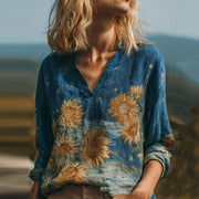 Loose-Fit Printed Shirt – Comfortable, Trendy Long‑Sleeve Dressy Top