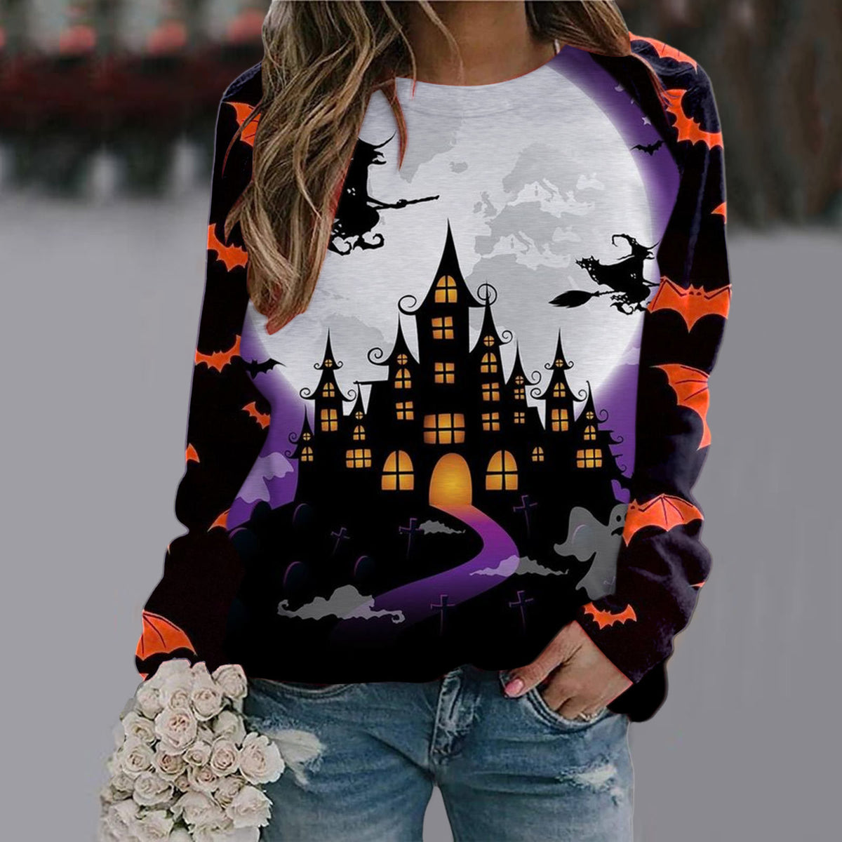 Women's Printed Long Sleeve Streetwear Tee