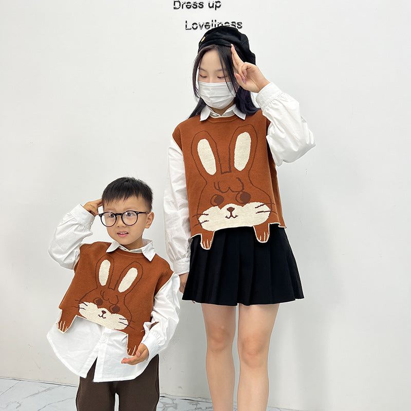 Matching Cute Knit Parent-Child Vest