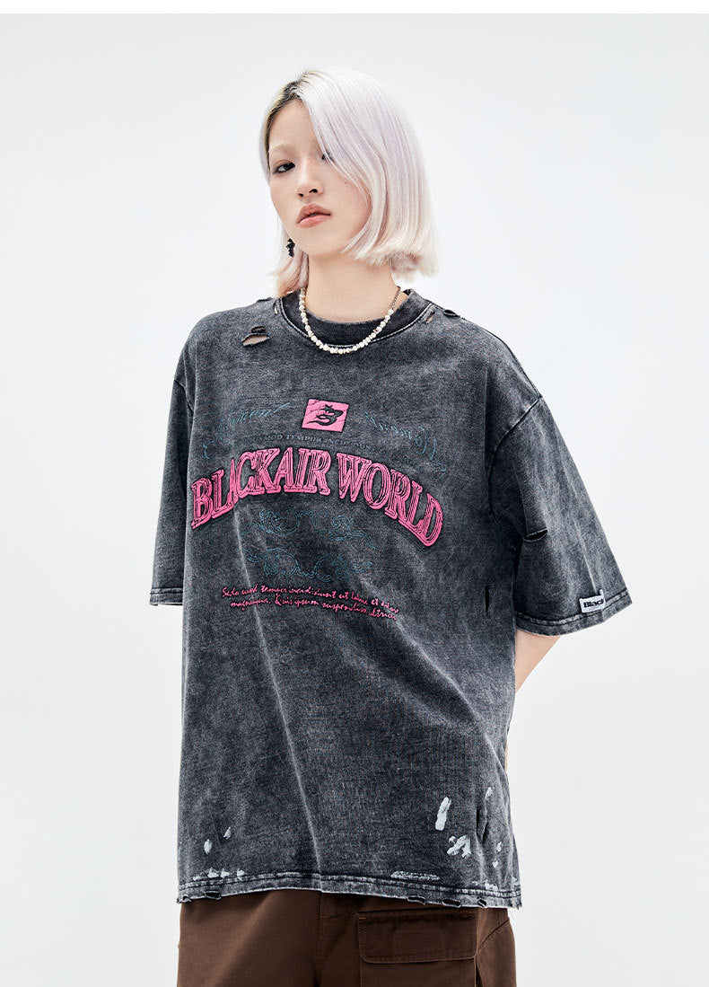 Retro Washed Letter Foam Graphic Tee