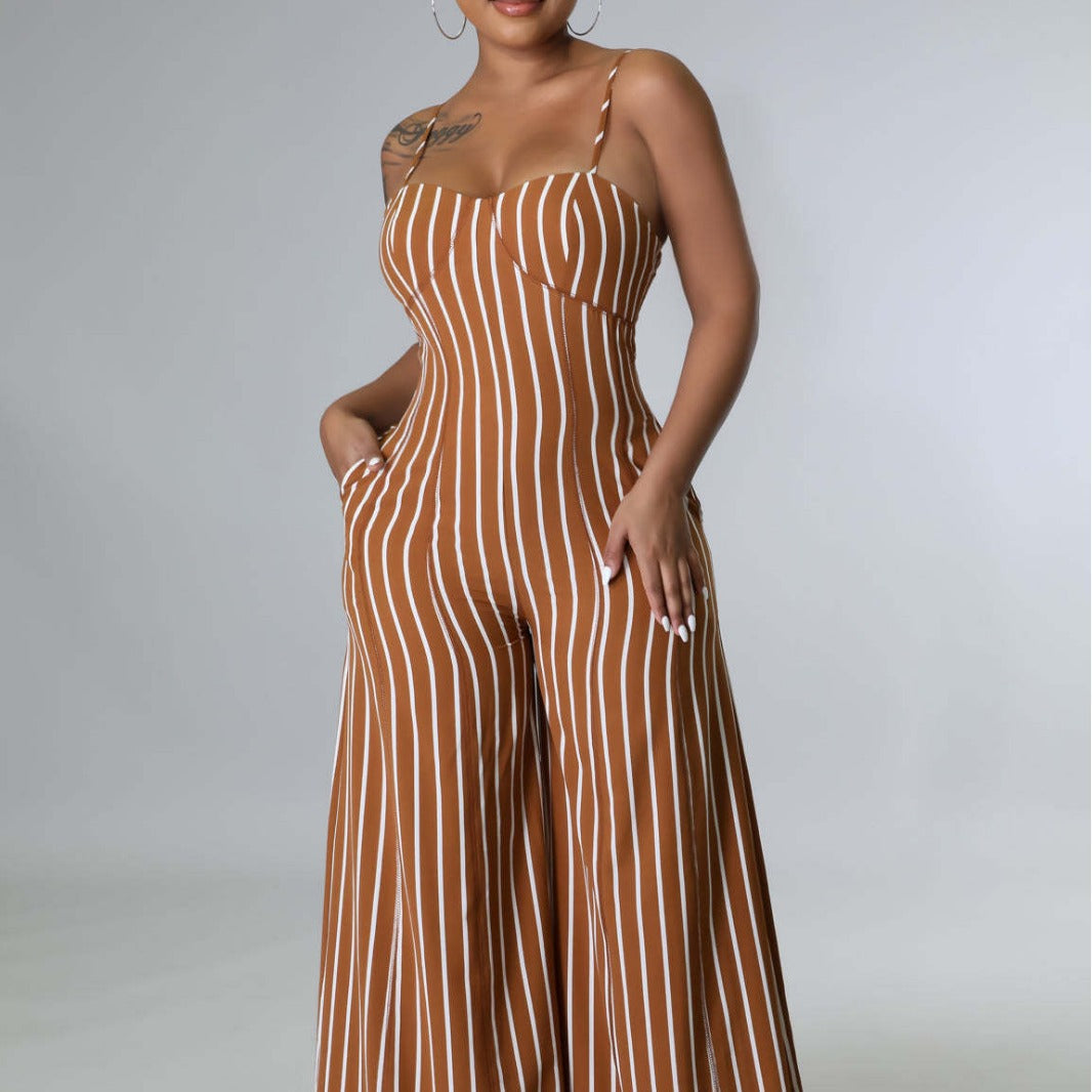 Elegant High-Waisted Milk Silk Commuter Jumpsuit