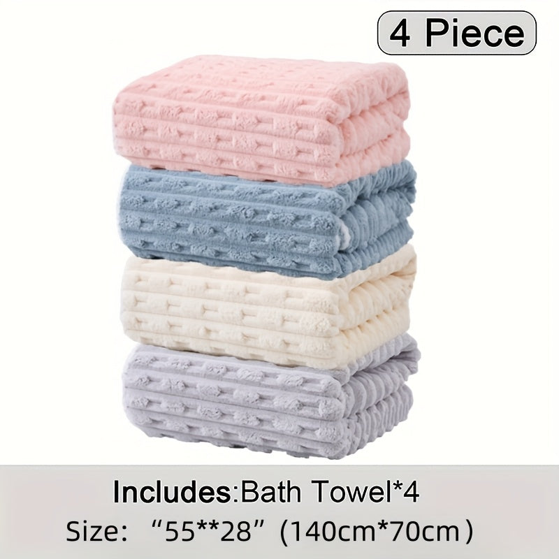4-Pack Waffle Weave Super Soft Bath Towels, Ultra Absorbent Quick-Dry Microfiber Towels for Adults, Soft Textile & Travel Towels, Durable for Daily Use - 80% Polyester, 20% Nylon