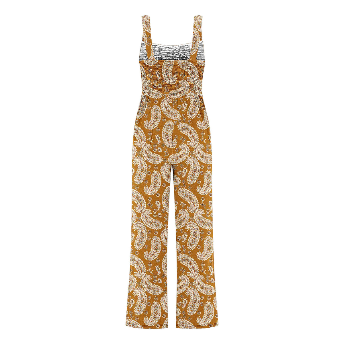 Chic Printed Wide-Leg Overalls with Pleated Pockets