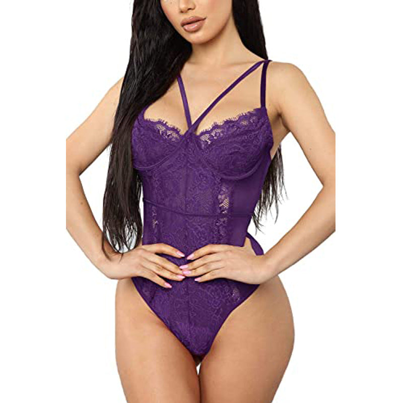 Sexy Jacquard Lace Romper Without Underwire