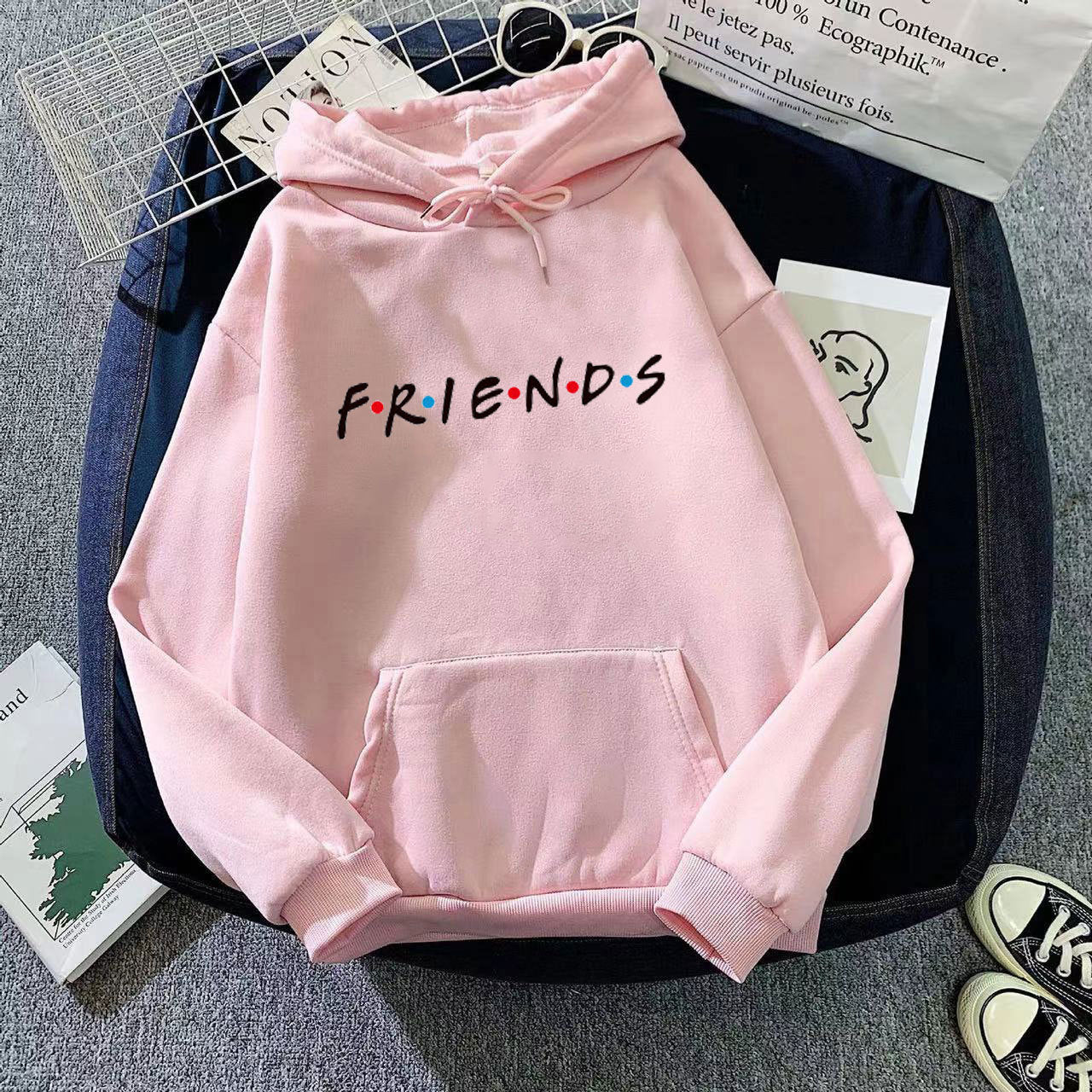 Women's Letter Print Long Sleeve Hooded Sweatshirt