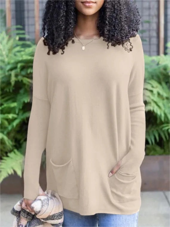 Women's Casual Long Sleeve Pocket Top