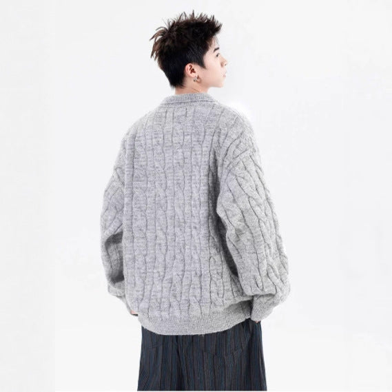 Retro Herringbone Half-zip Sweater Jacket