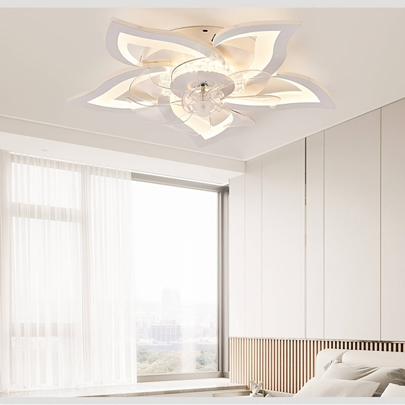 Low Profile Flush Mount Ceiling Fan with Lights and Remote Control – 6 Speed, Black