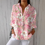 Women's Creative Fashion 3D Printing Lapel Casual Shirt