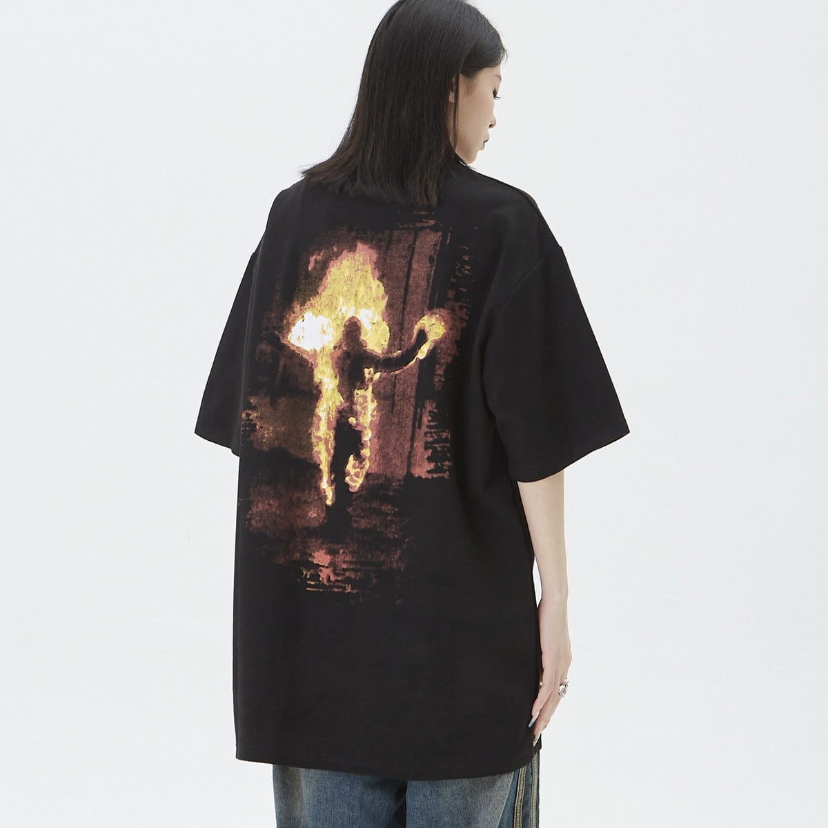 Flame Portrait Print Short Sleeve Tee