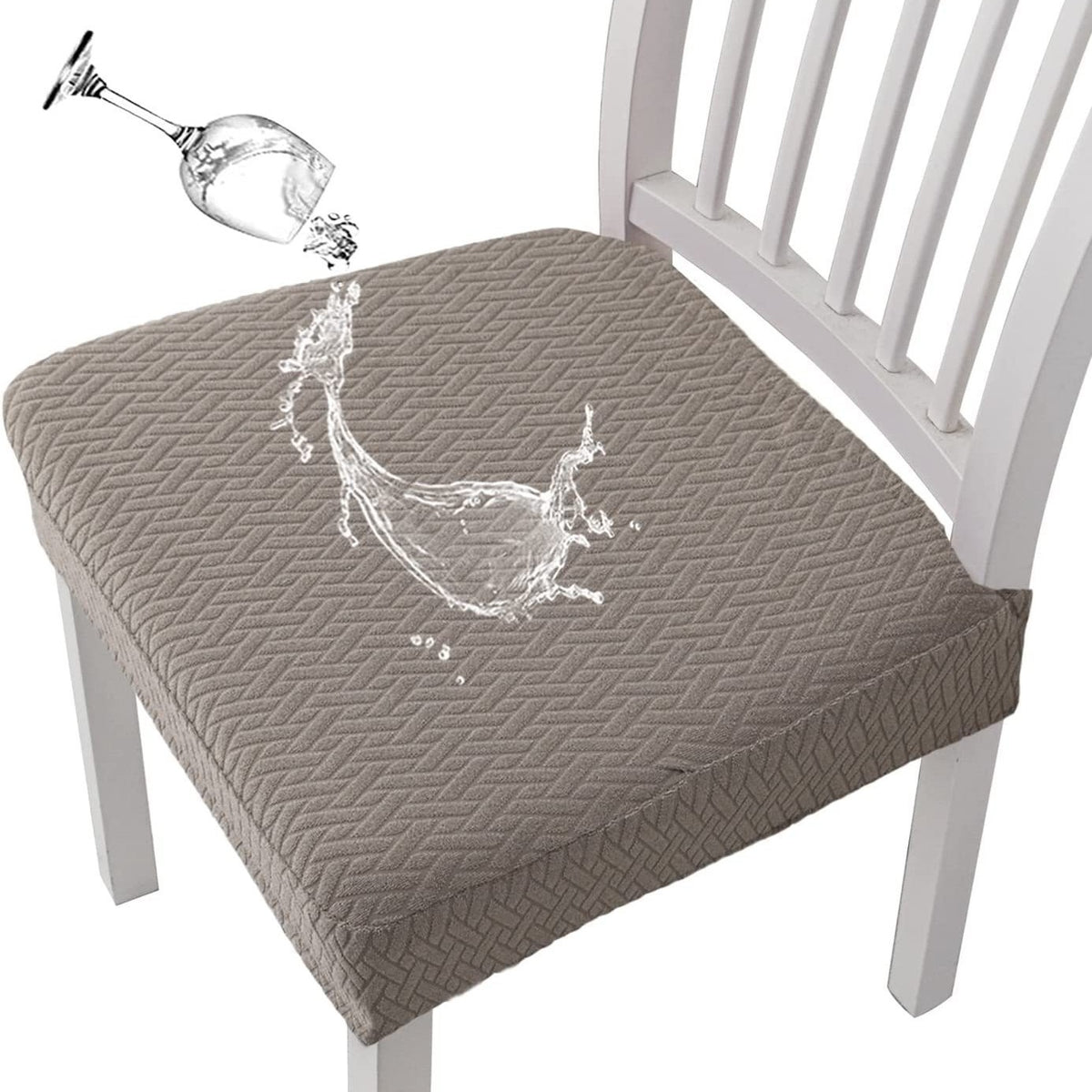 T-shaped Jacquard Waterproof Chair Seat Cover - Dining Chair Slipcover