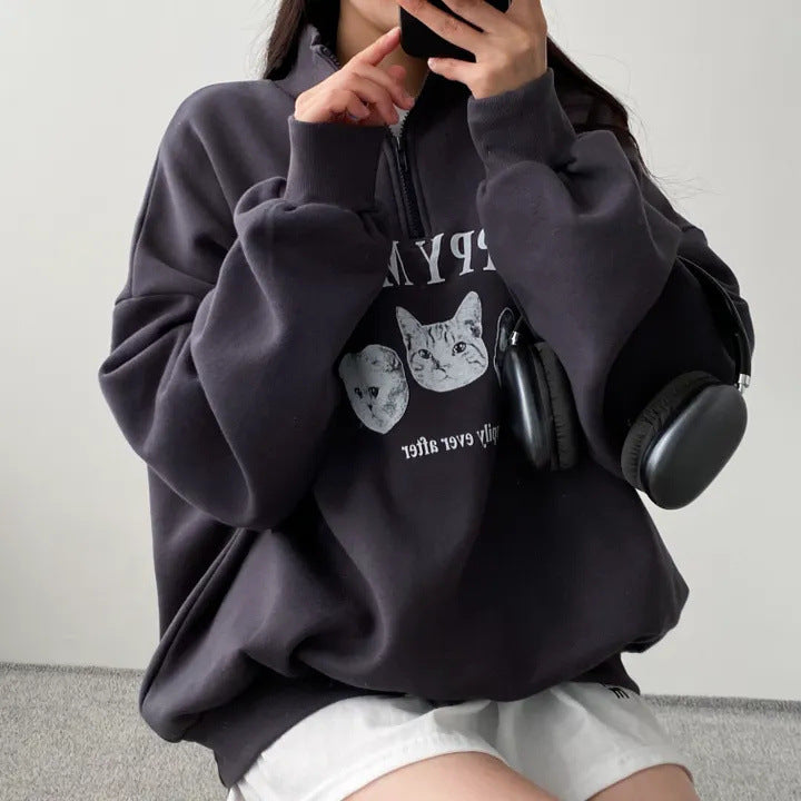 Plus Size Korean Style Pullover Hoodie