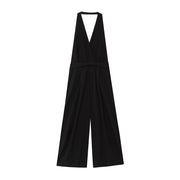 Sexy Backless Slim-Fit Crepe Halter Jumpsuit